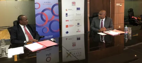 Christian Yoka, Regional Director for AFD in East Africa, and the President of Trademark Eeast Africa, Amb. Erastus Mwencha, signed a grant agreement of 29.9 million euros